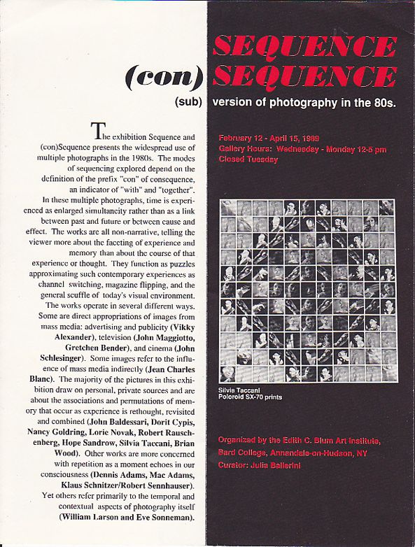 Sequence (con) Sequence: (sub) version of photography in the 80s
